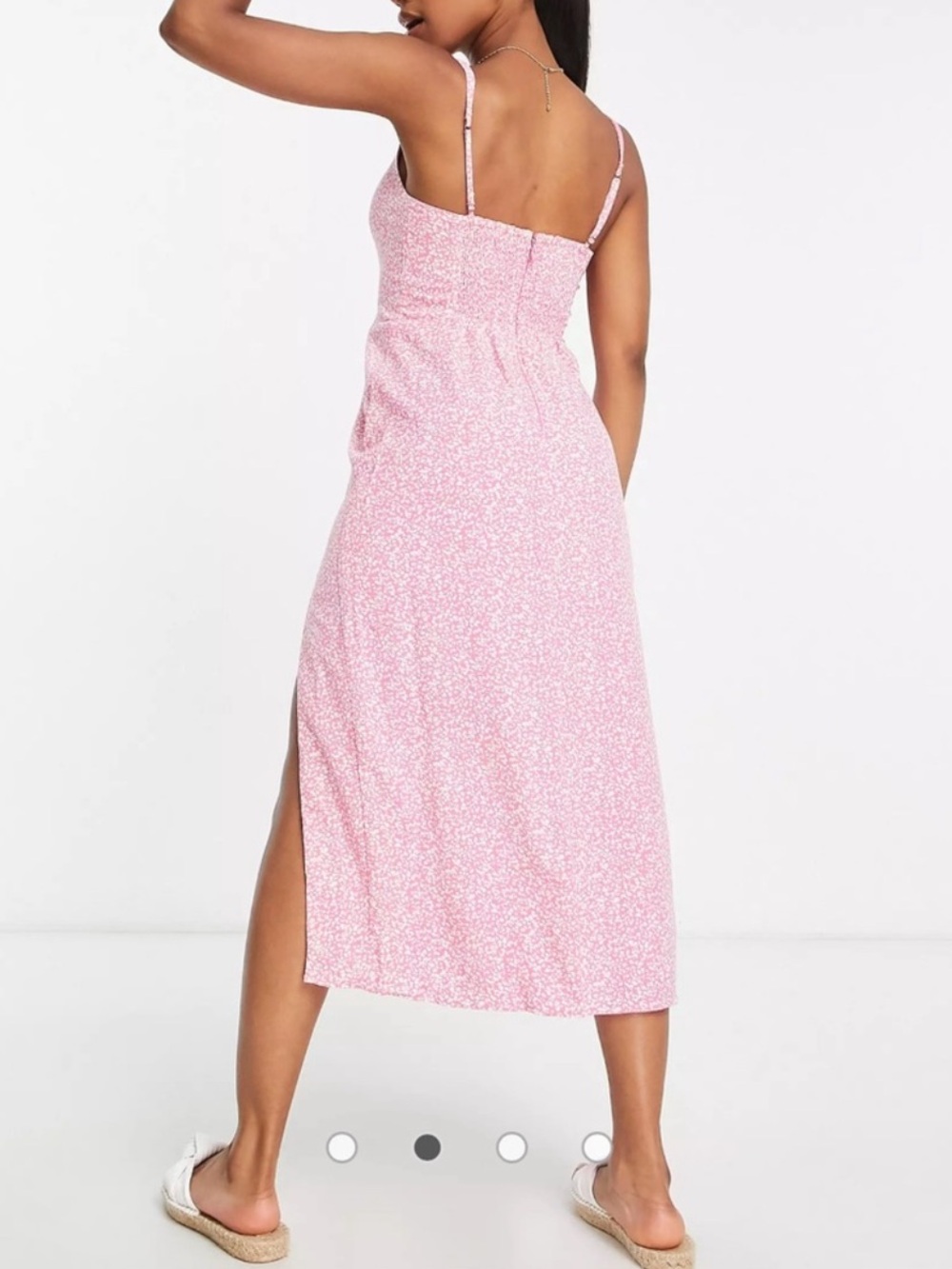 Abercrombie & Fitch Pink Floral Slit Midi Dress Small - Picture 3 of 7